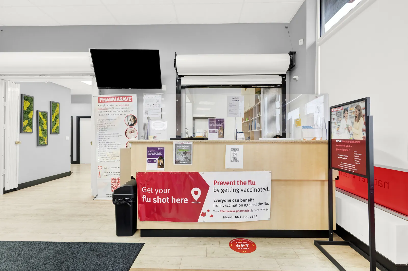Check-in window from the waiting area